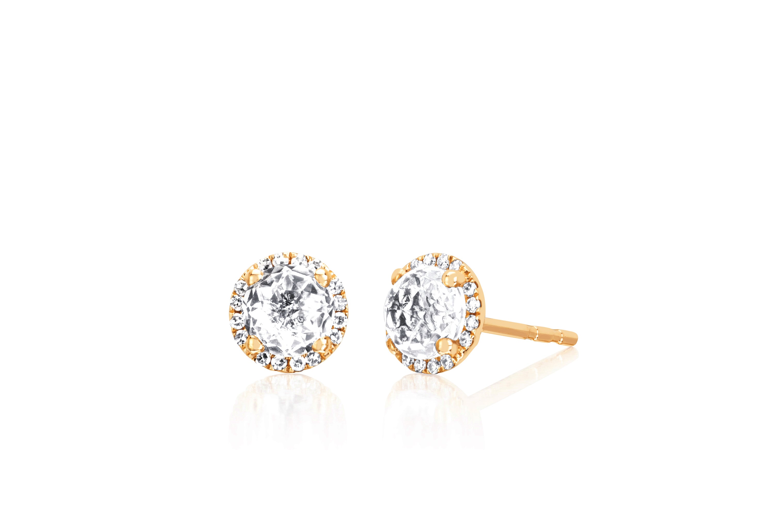 Diamond White Quartz Stud Earring