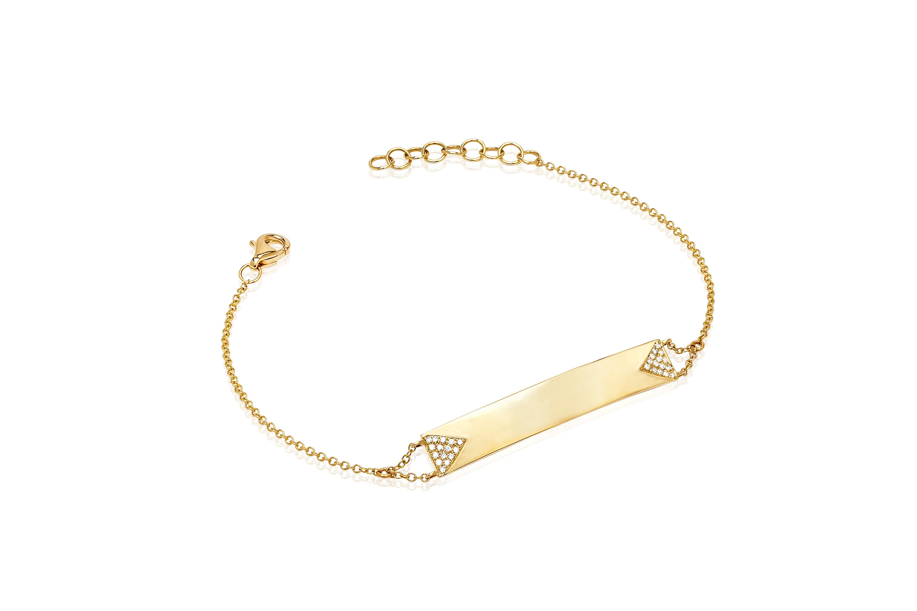 Diamond Double Triangle Nameplate Bracelet