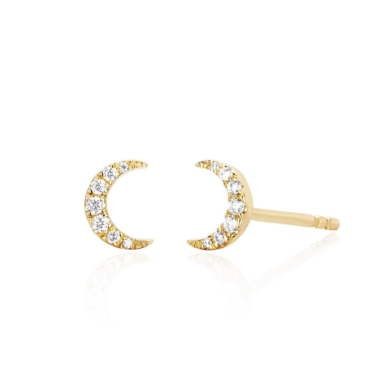 Diamond Mini Moon Stud Earring