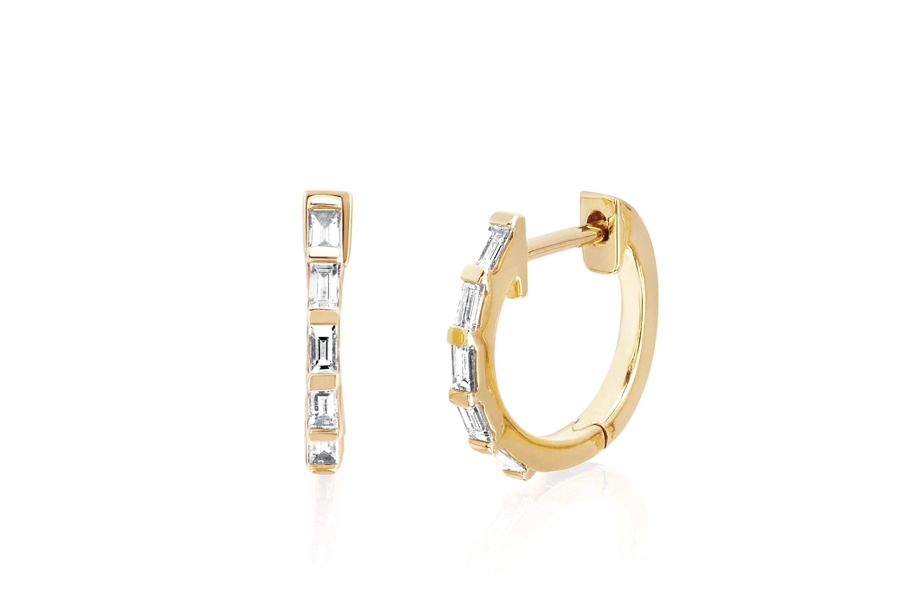 Diamond Baguette Huggie Earrings