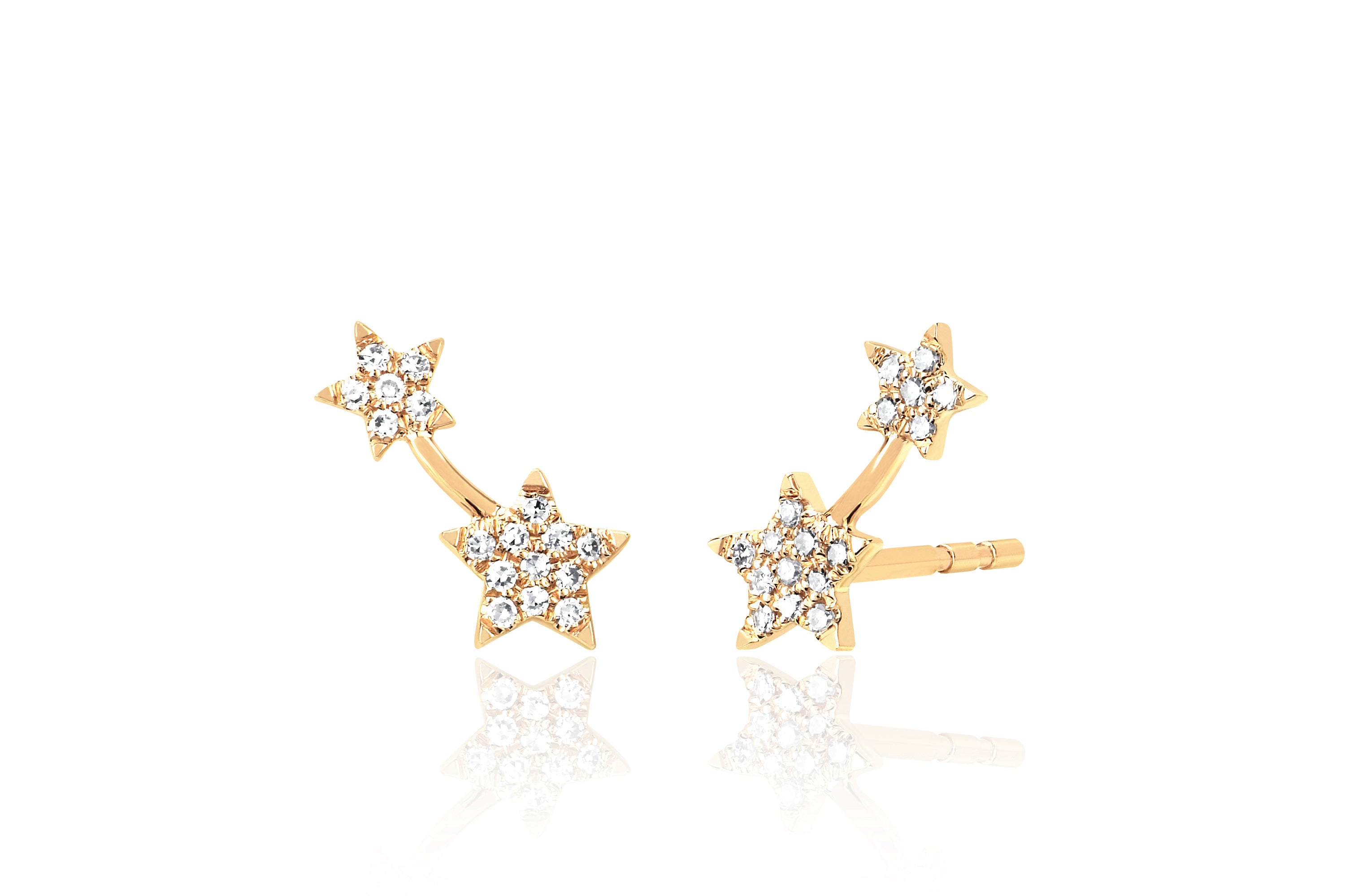 Single Diamond Double Star Stud Earring