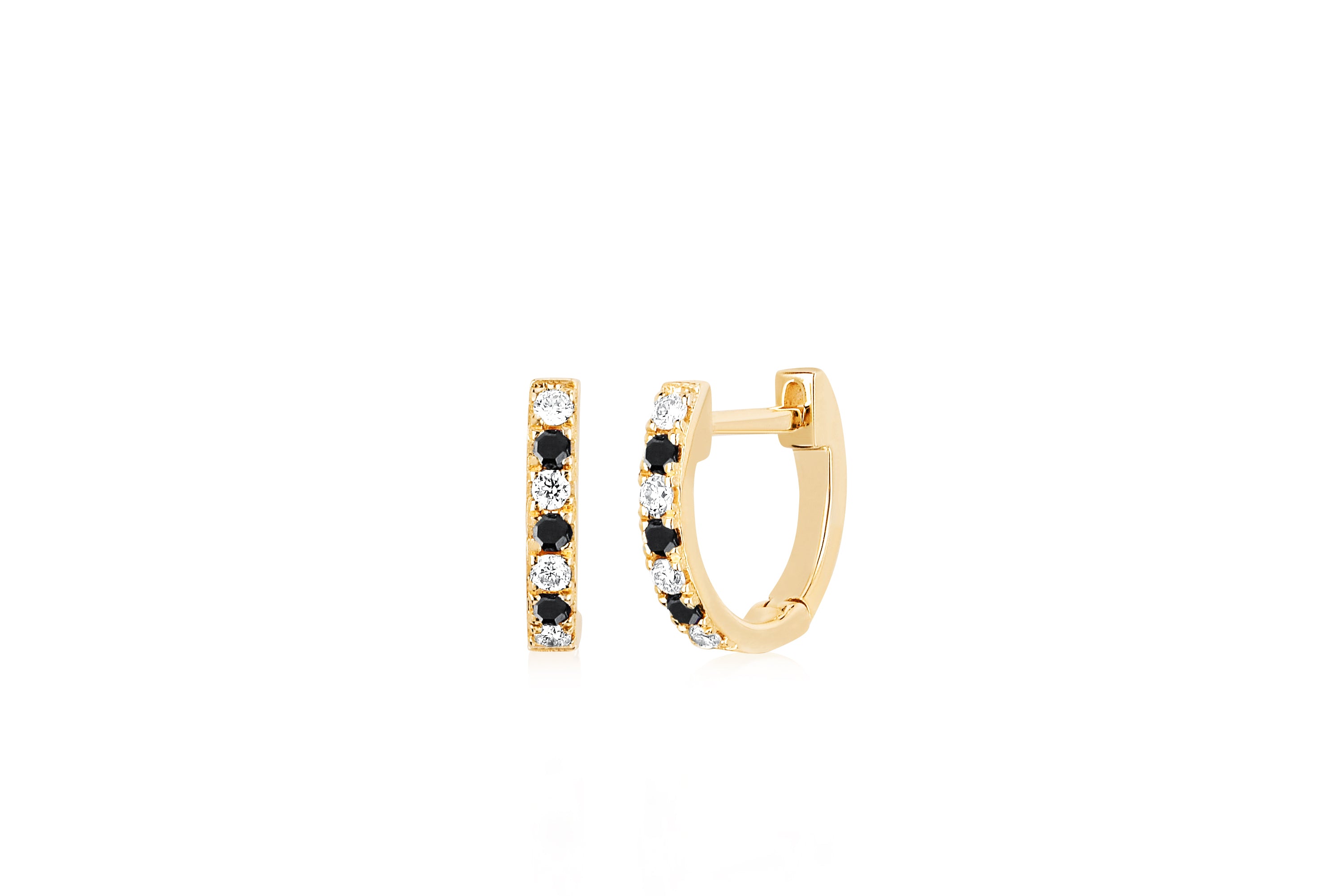 Mini Diamond & Black Diamond Dot Huggie Earring