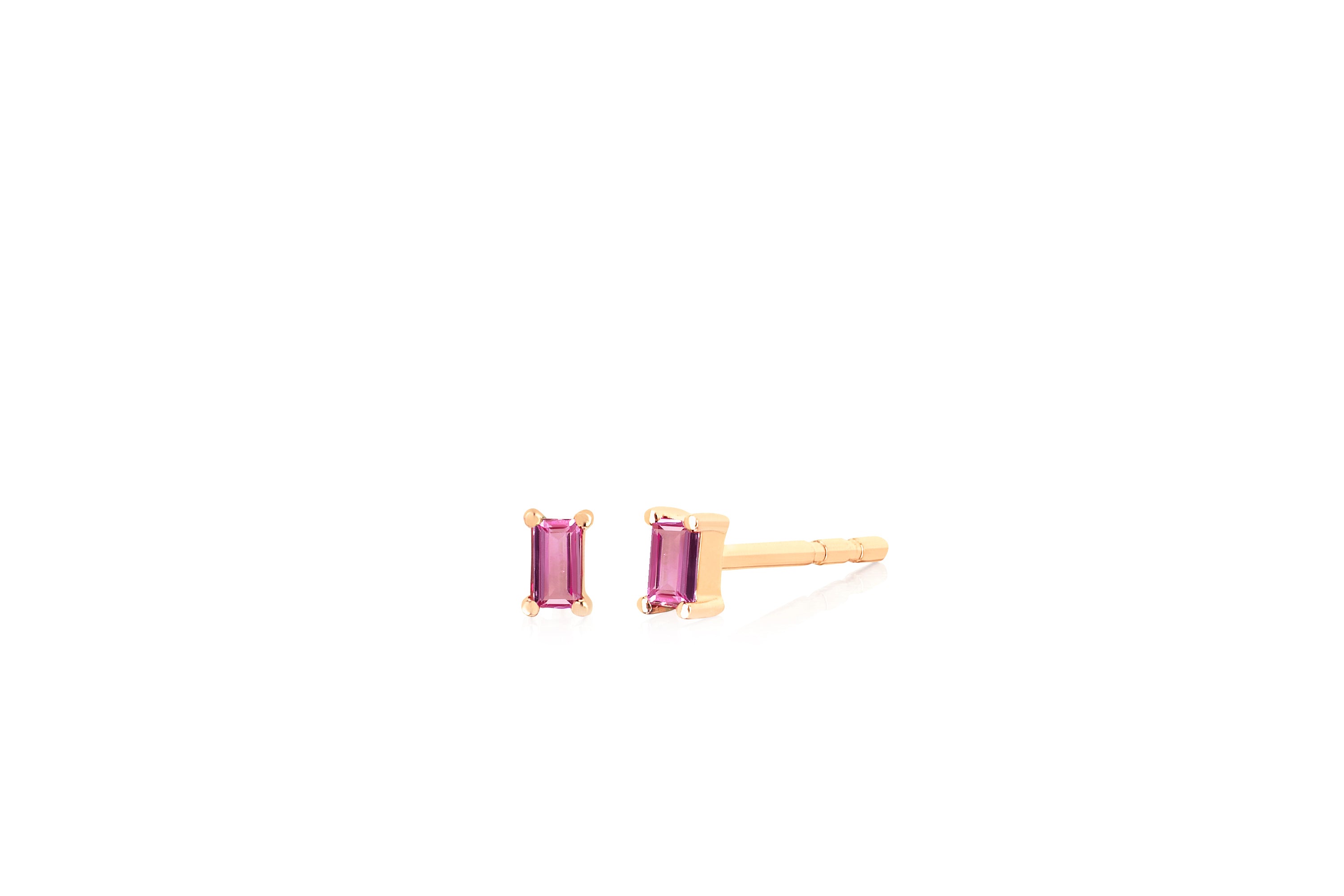 Pink Sapphire Baguette Stud Earring