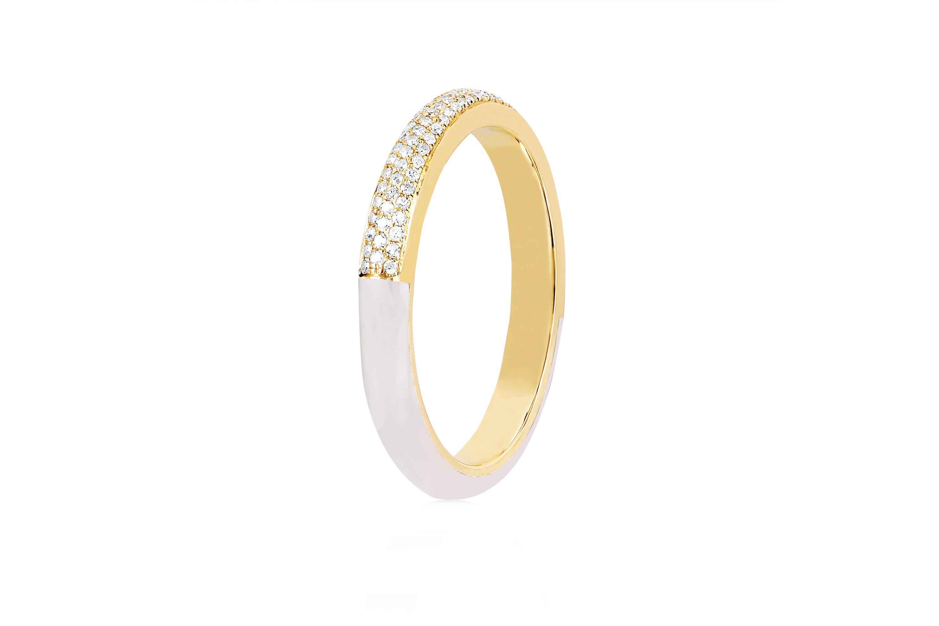 Two Tone Diamond & White Enamel Band Ring