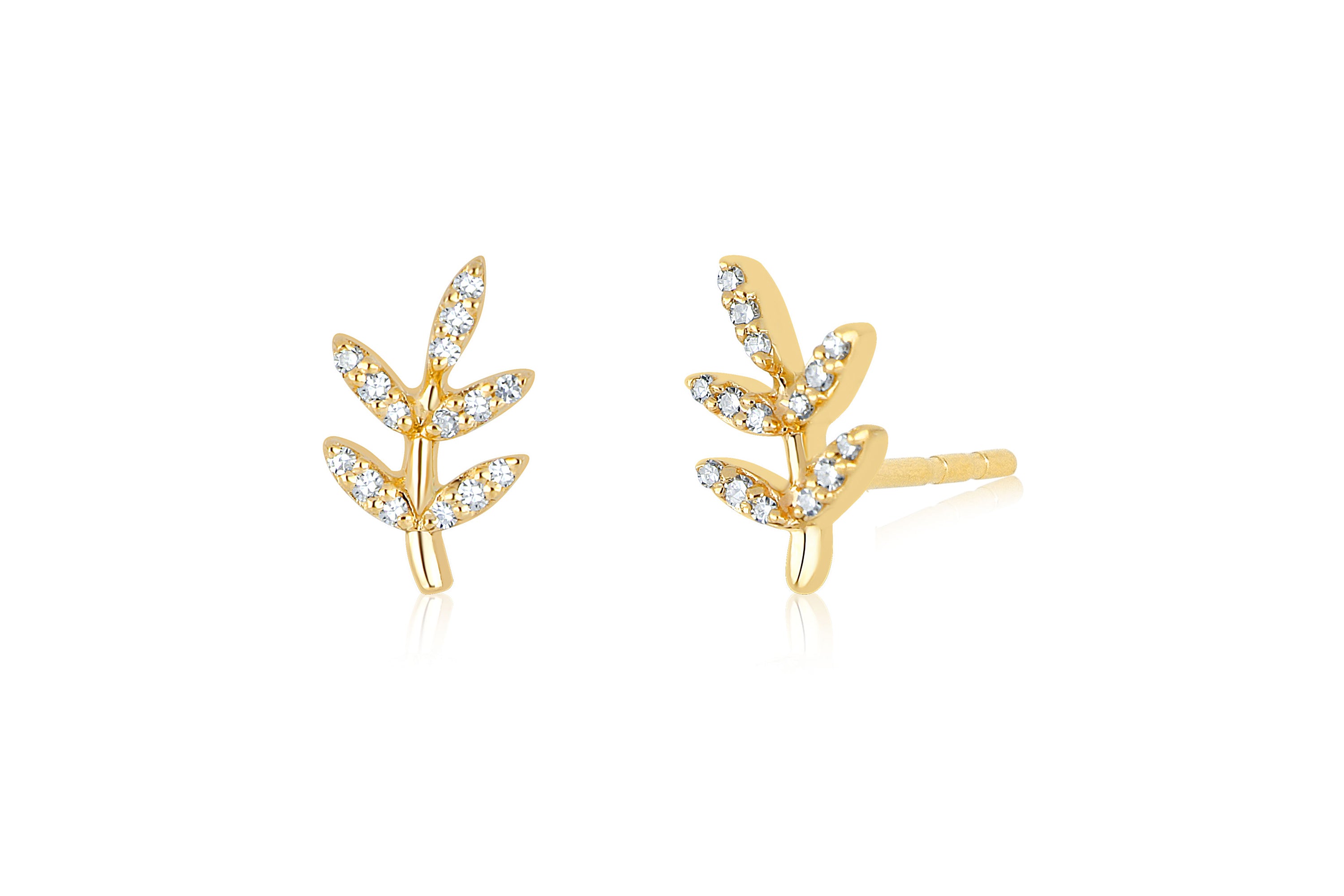 Diamond Leaf Stud Earring