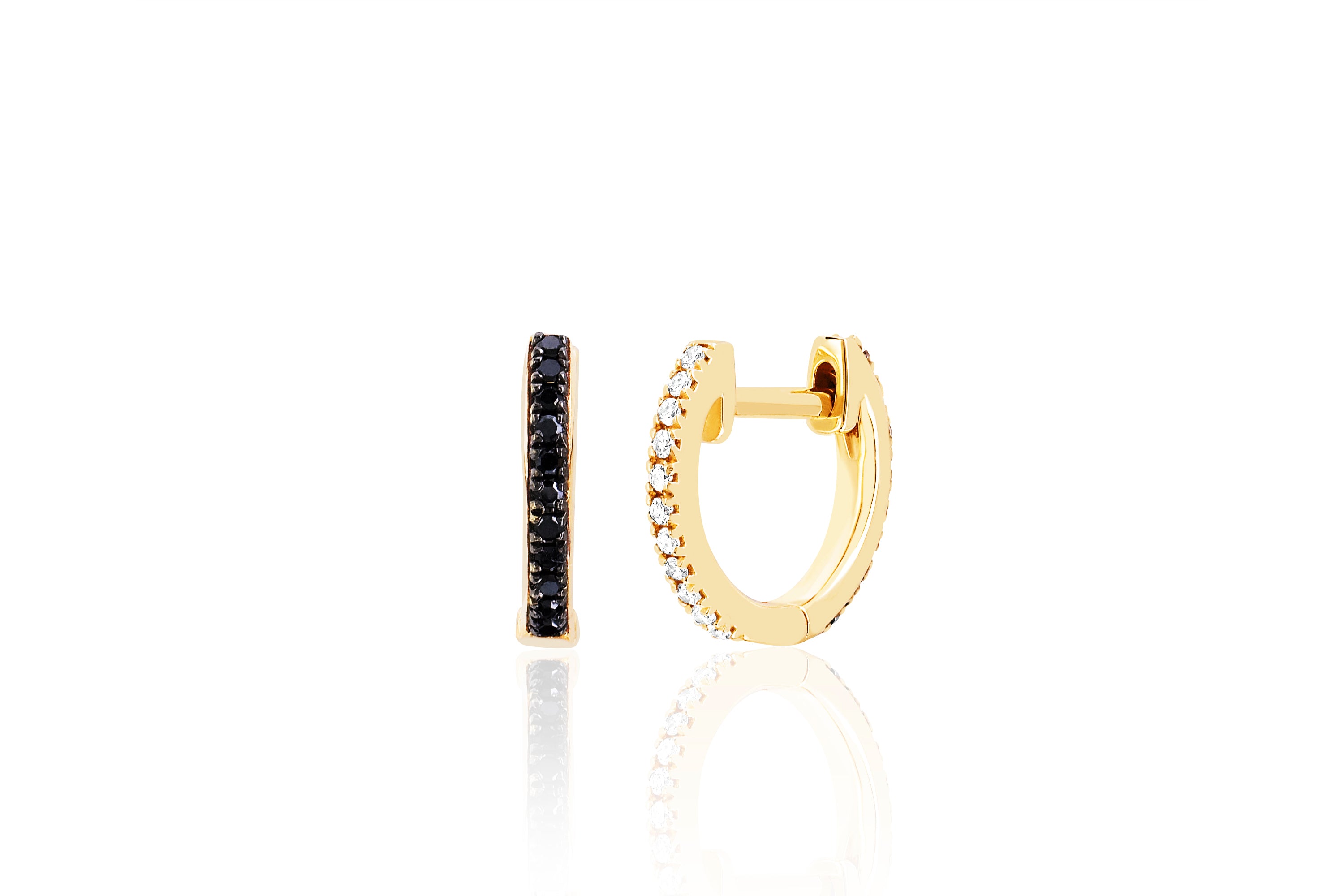 Diamond and Black Diamond Reversible Mini Huggie Earring