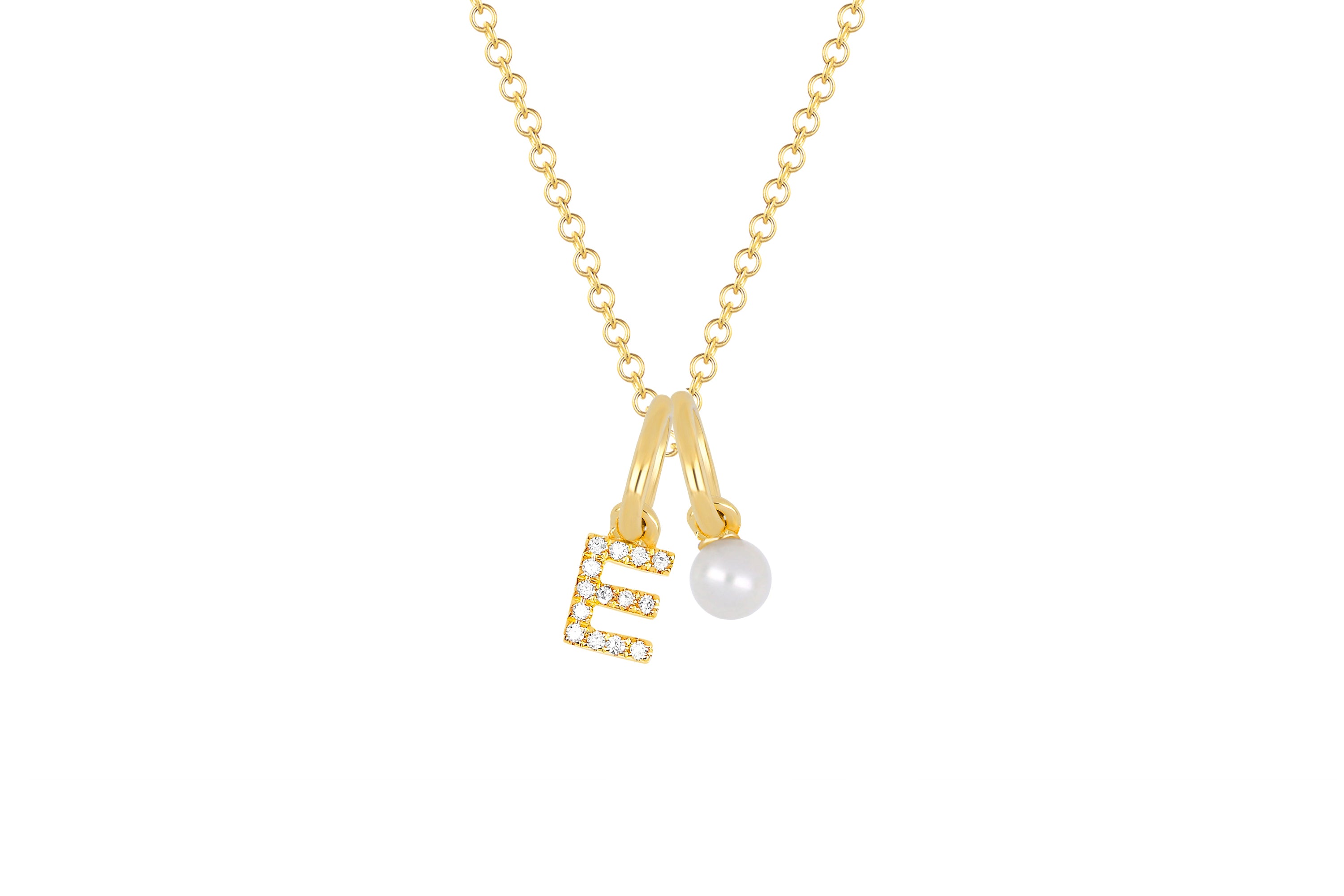 Pearl Birthstone Initial Charm Necklace