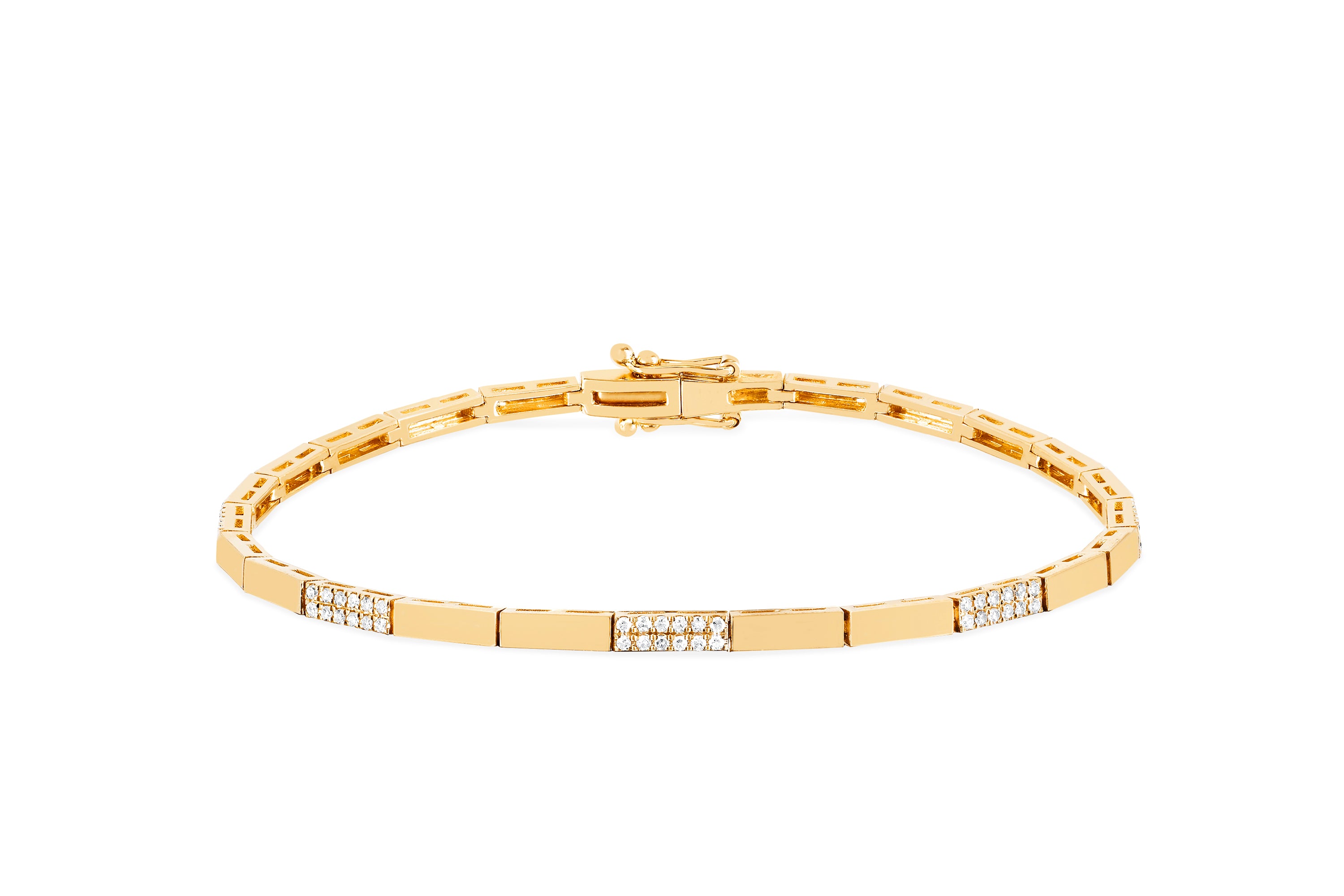 Double Row Diamond And Gold Eternity Bracelet