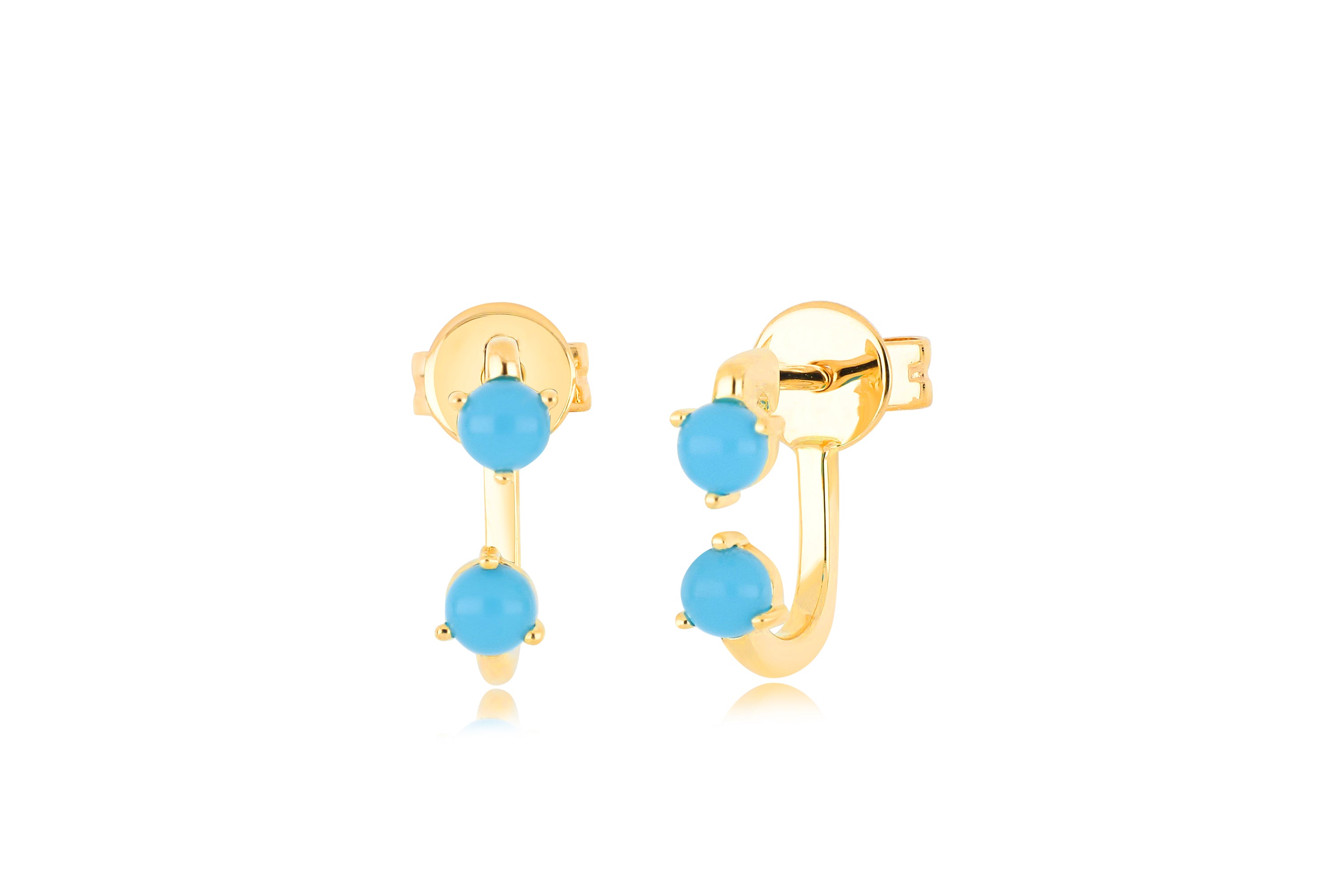 Double Prong Set Turquoise Earring