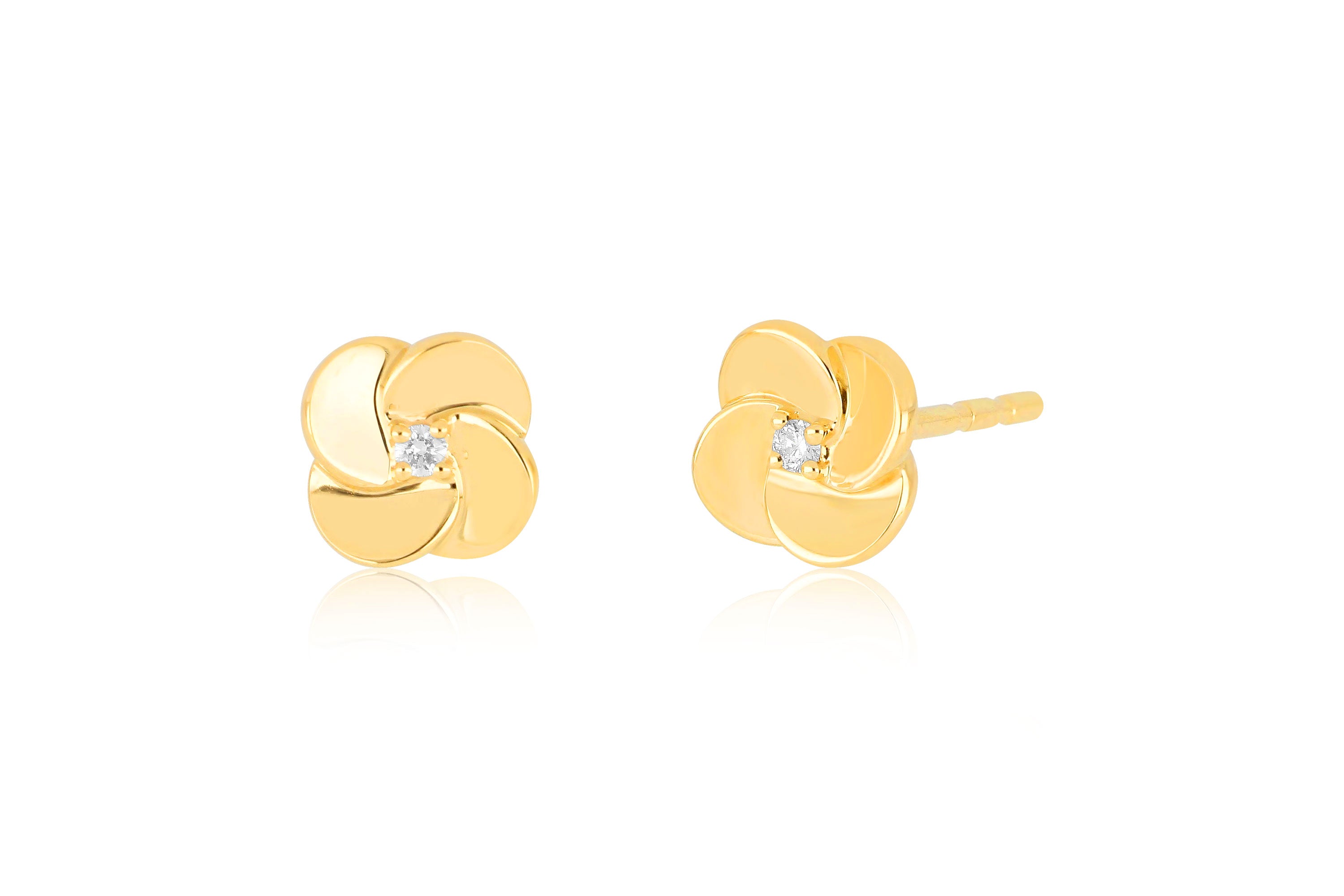 Gold And Diamond Petal Stud Earring