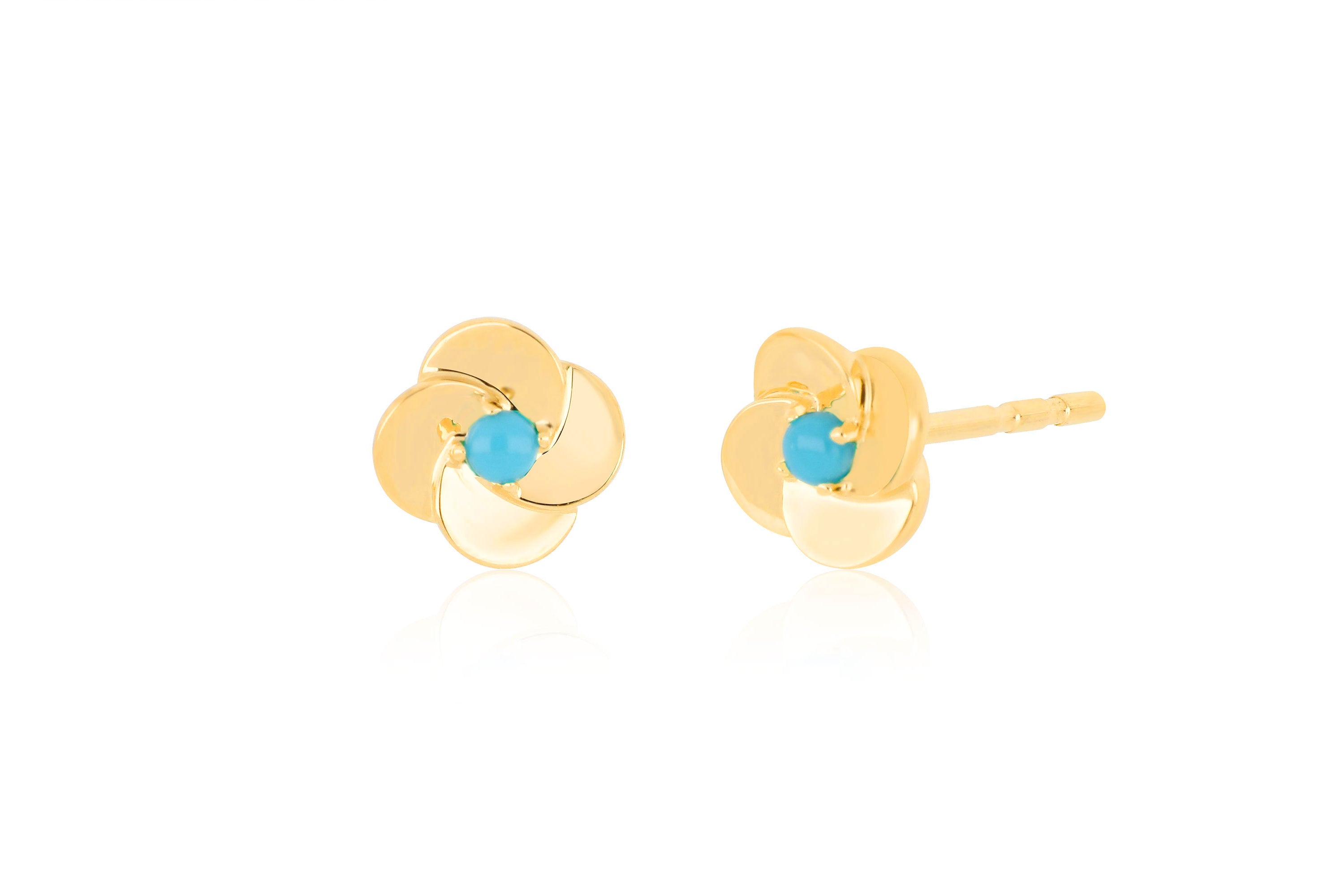 Gold And Turquoise Petal Stud Earring