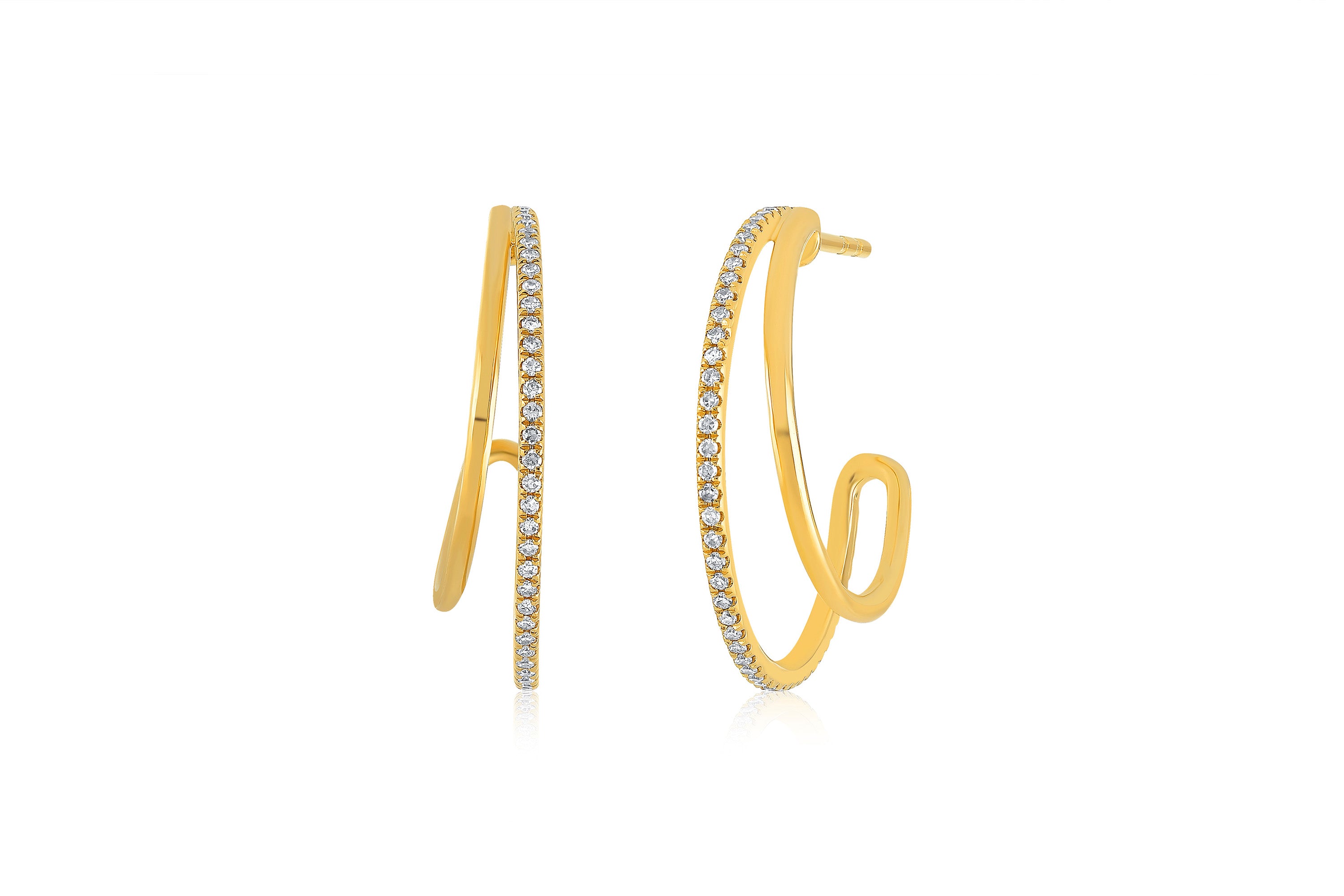 Diamond And Gold Double Hoop Earring