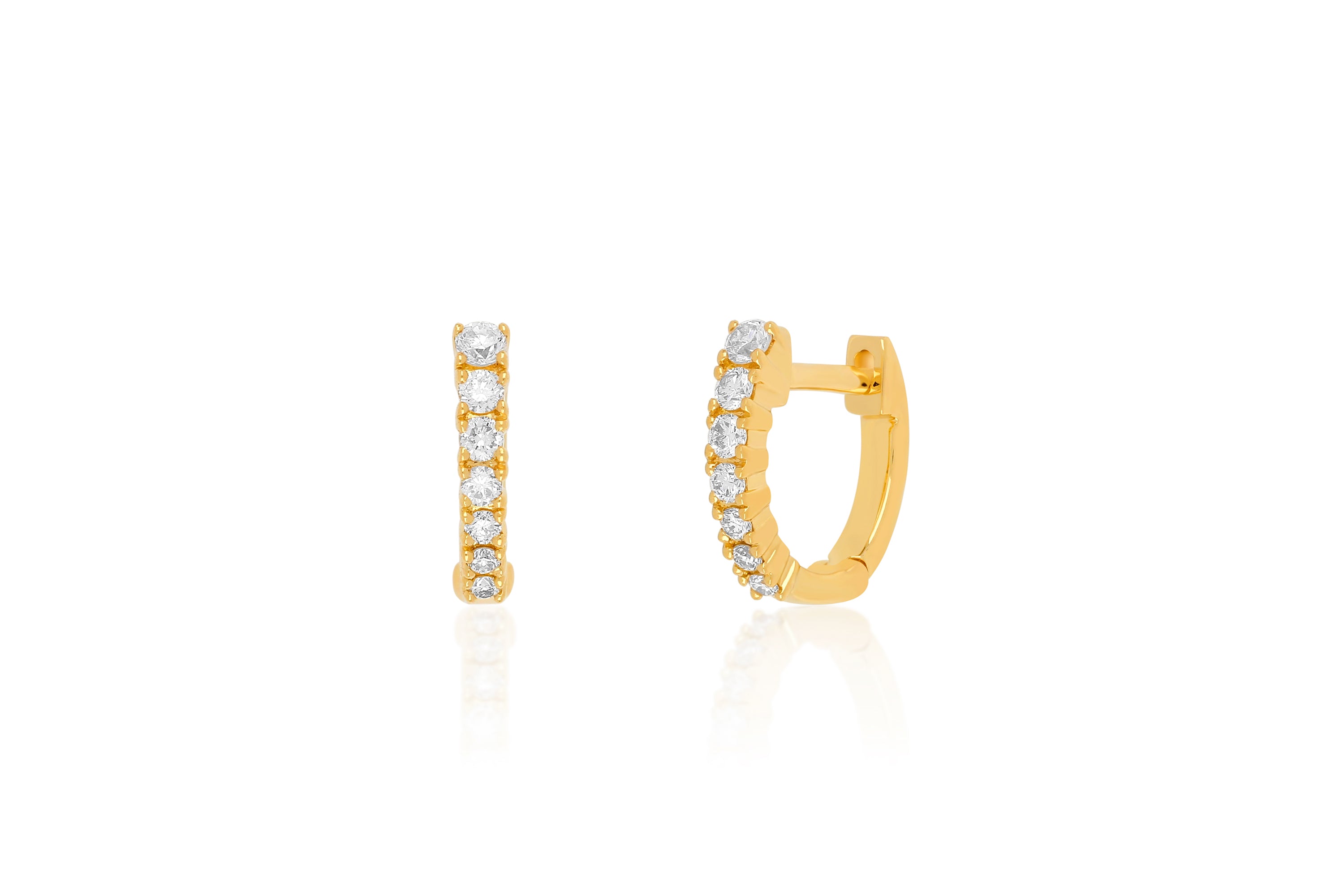 Full Cut Diamond Arc Mini Huggie Earring