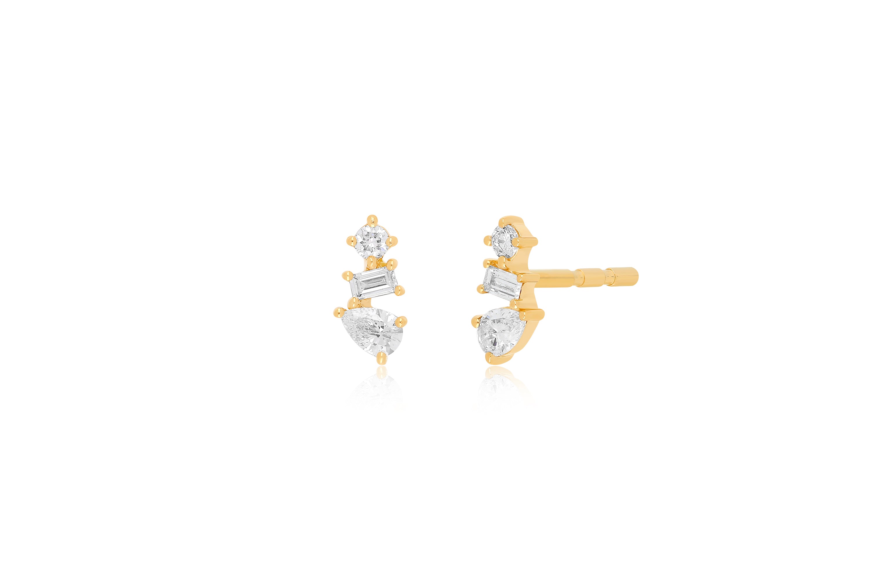 Multi Faceted Diamond Stud Earring