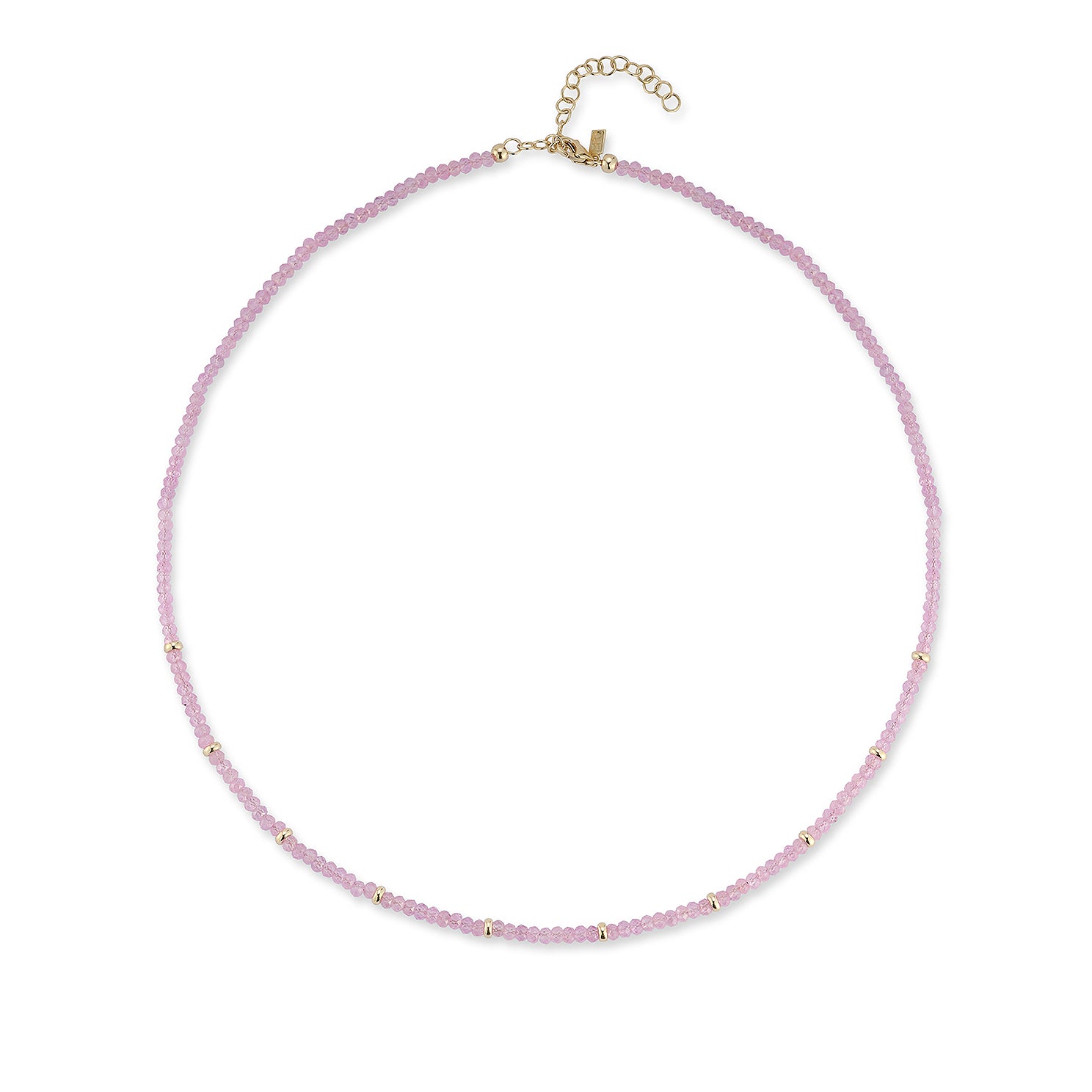 Birthstone Bead Necklace In Pink Sapphire