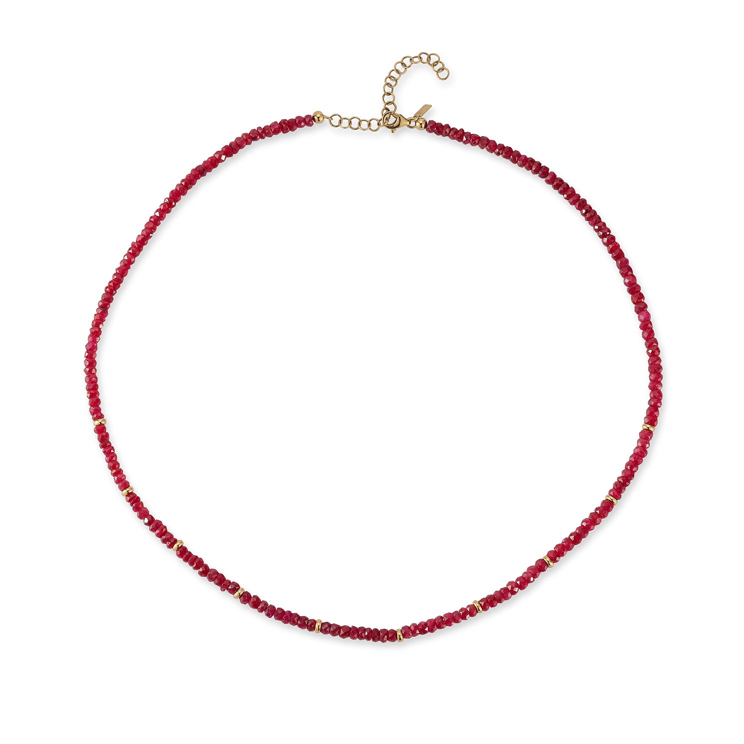 Birthstone Bead Necklace In Ruby