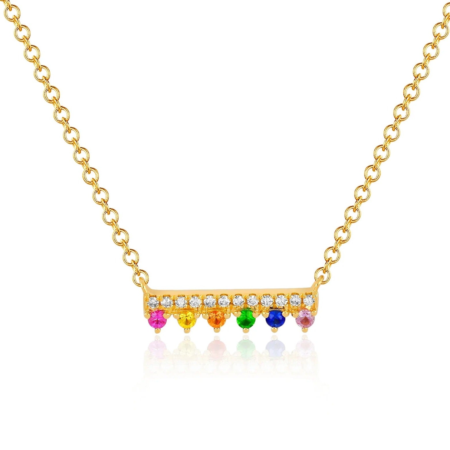 Diamond & Rainbow Chloe Bar Necklace