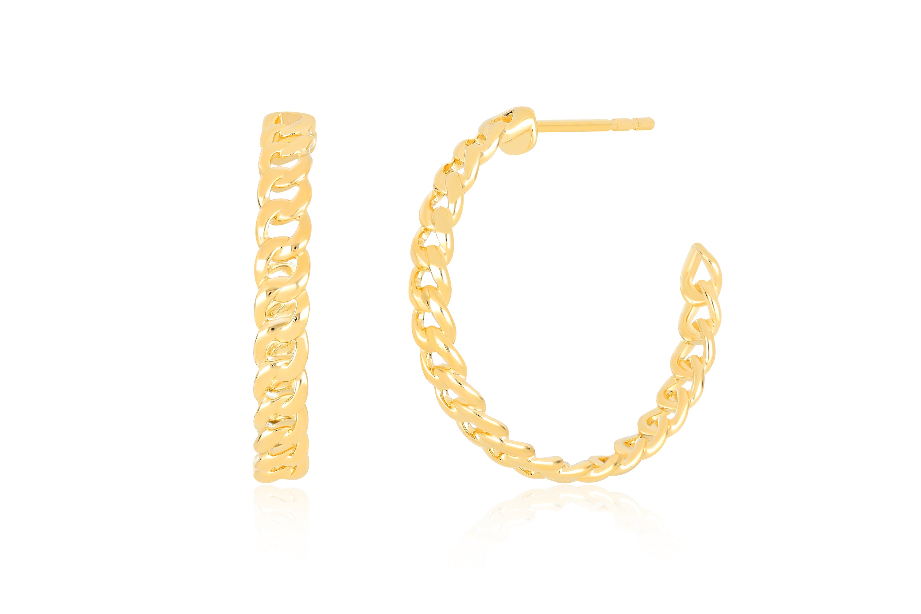 Gold Curb Chain Hoop Earring