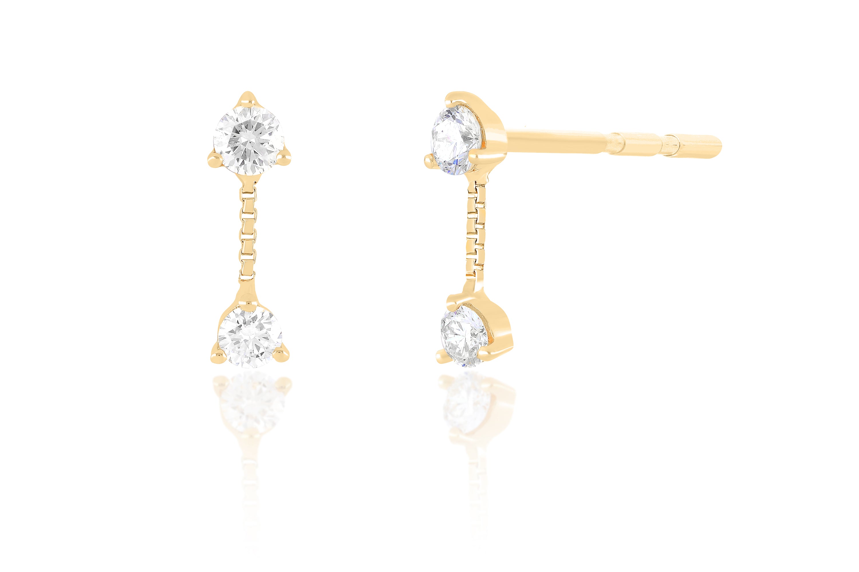 Double Solitaire Diamond Chain Stud Earring