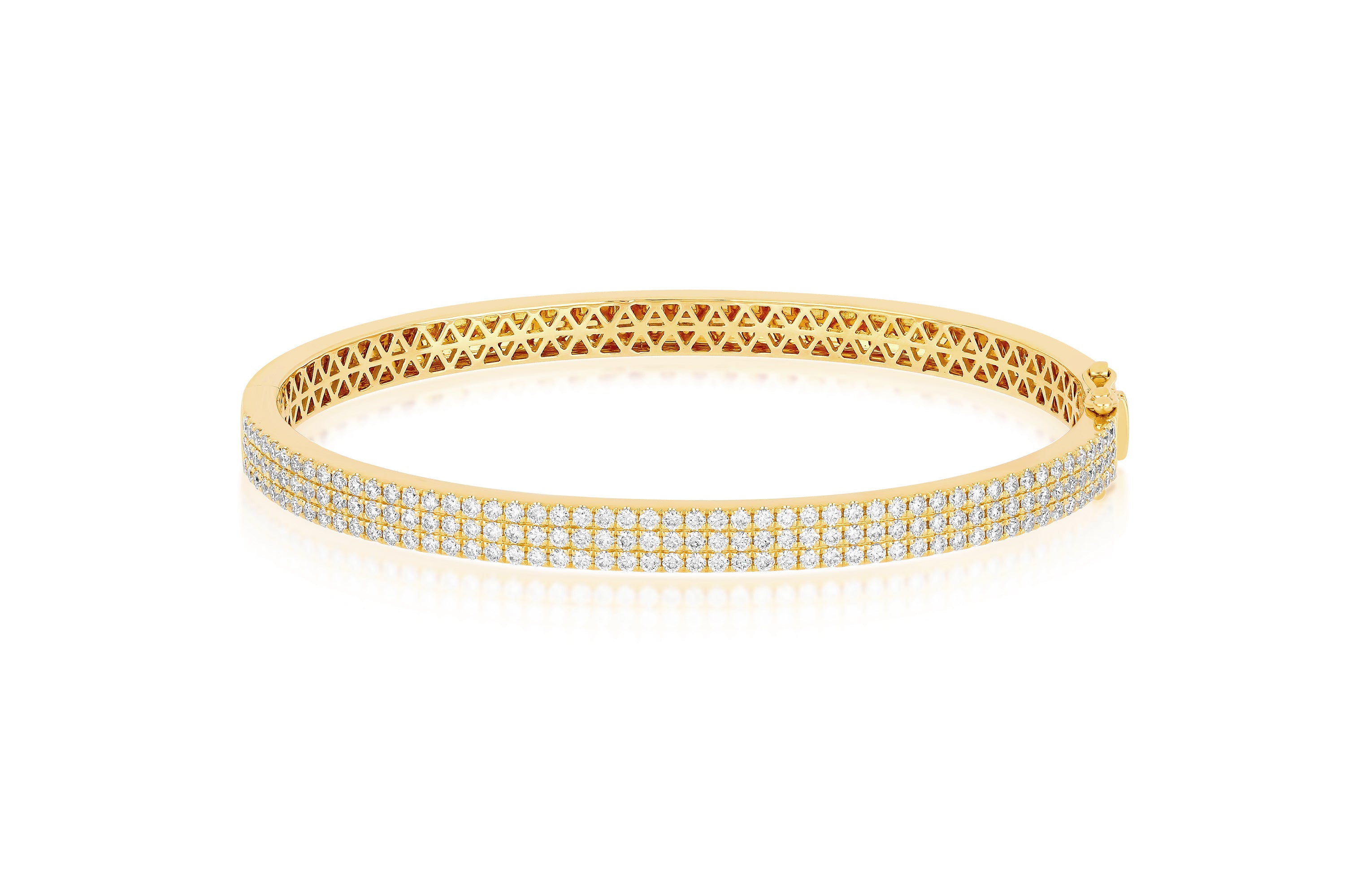 Triple Row Pav Diamond Bangle Bracelet