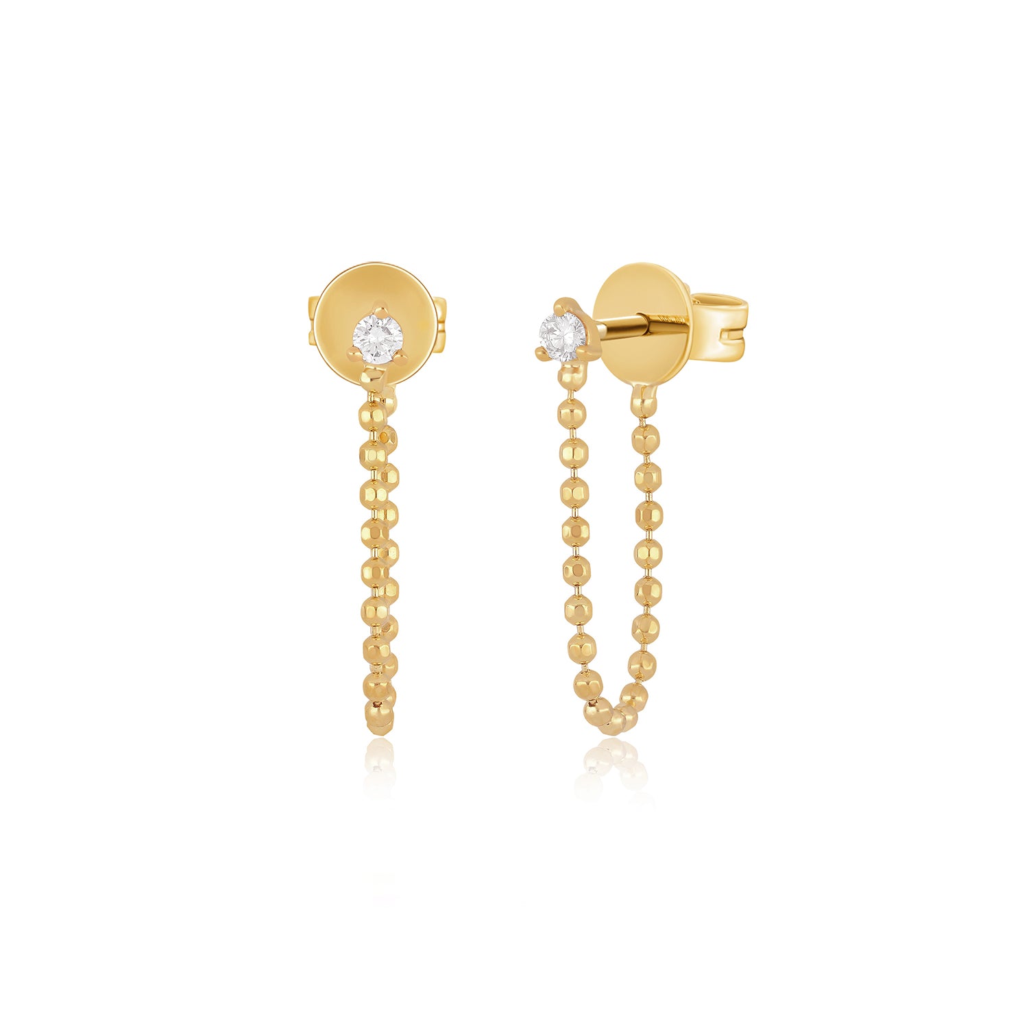 Diamond Ball & Chain Stud Earring