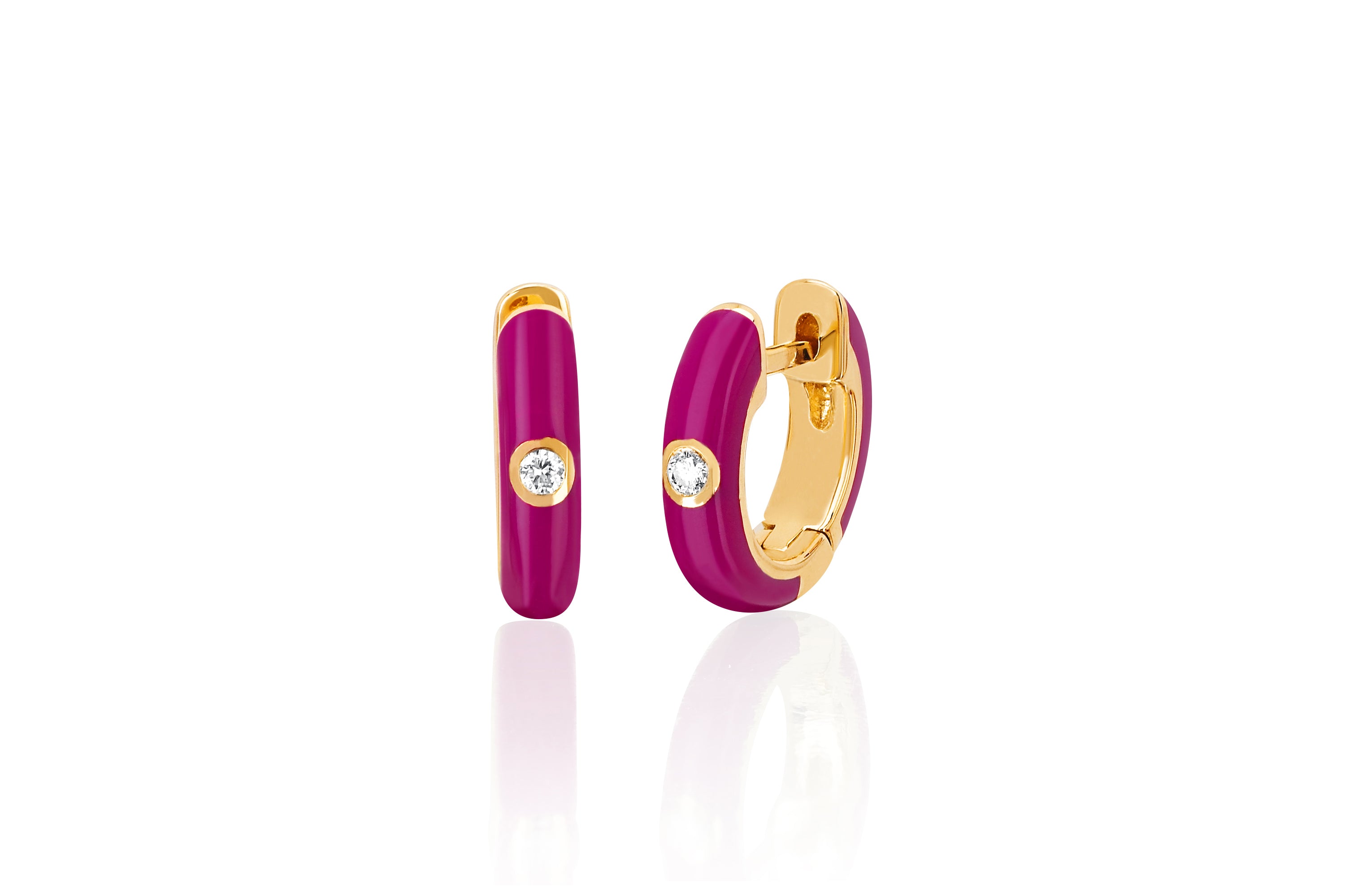 Diamond Berry Enamel Huggie Earring