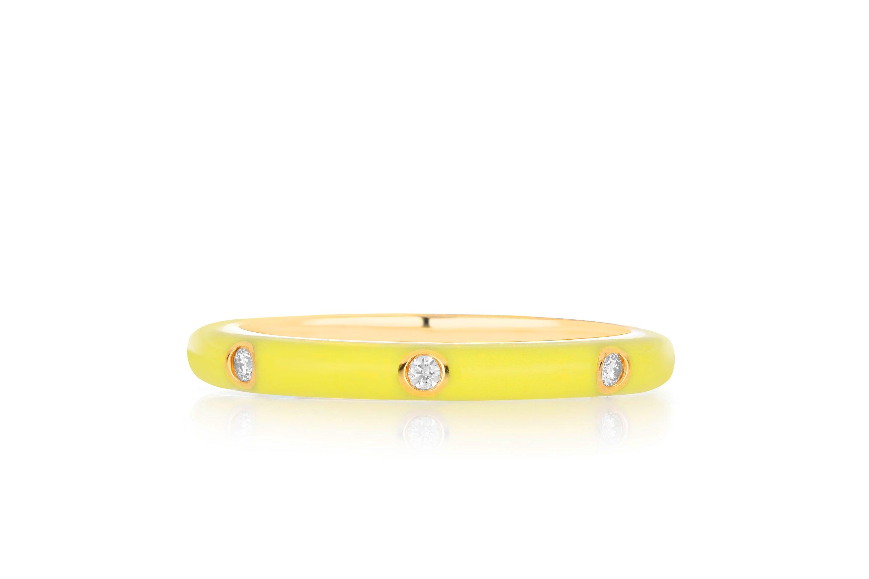 3 Diamond Yellow Enamel Stack Ring